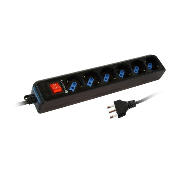 Techly IUPS-PCP-16BK3 prolunghe e multiple 3 m 6 presa(e) AC Interno Nero