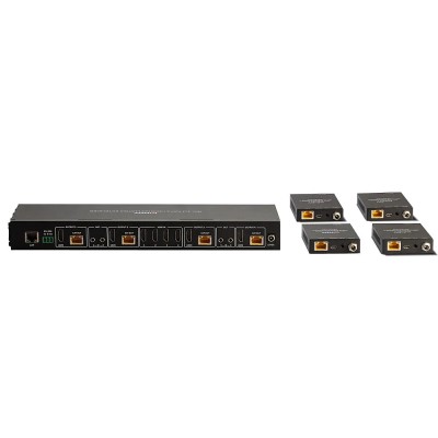 Lindy 38328 moltiplicatore AV Trasmettitore e ricevitore AV Nero